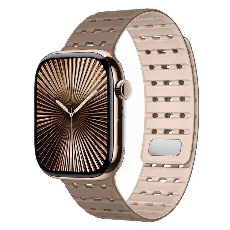 Two-Tone Breathable Magnetic Silicone Watch Band, For Apple Watch 46mm / 49mm / 45mm / 44mm, For Apple Watch 42mm / 41mm / 40mm / 38mm