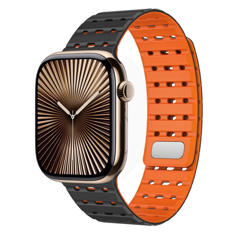 Two-Tone Breathable Magnetic Silicone Watch Band, For Apple Watch 46mm / 49mm / 45mm / 44mm, For Apple Watch 42mm / 41mm / 40mm / 38mm