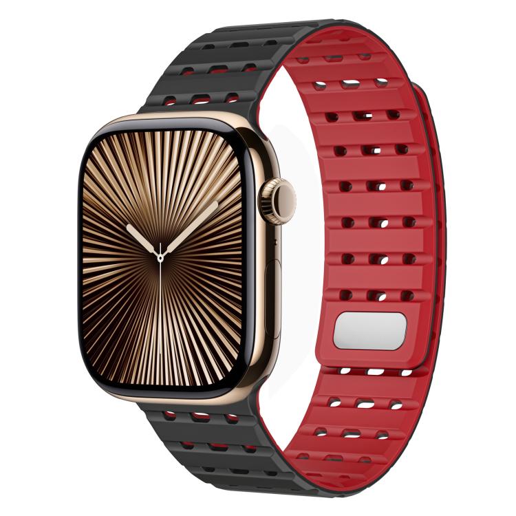 Two-Tone Breathable Magnetic Silicone Watch Band, For Apple Watch 46mm / 49mm / 45mm / 44mm, For Apple Watch 42mm / 41mm / 40mm / 38mm