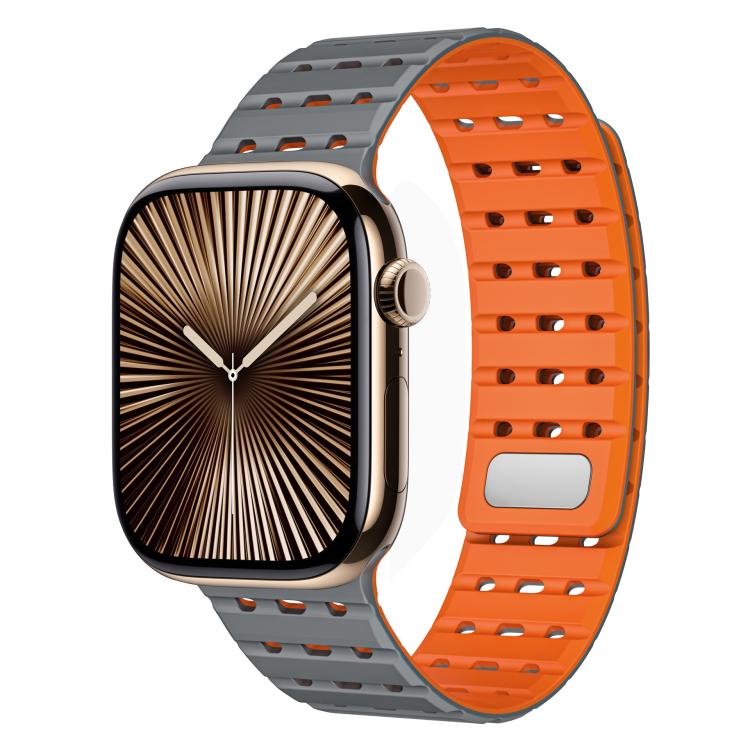 Two-Tone Breathable Magnetic Silicone Watch Band, For Apple Watch 46mm / 49mm / 45mm / 44mm, For Apple Watch 42mm / 41mm / 40mm / 38mm