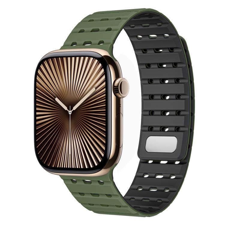 Two-Tone Breathable Magnetic Silicone Watch Band, For Apple Watch 46mm / 49mm / 45mm / 44mm, For Apple Watch 42mm / 41mm / 40mm / 38mm