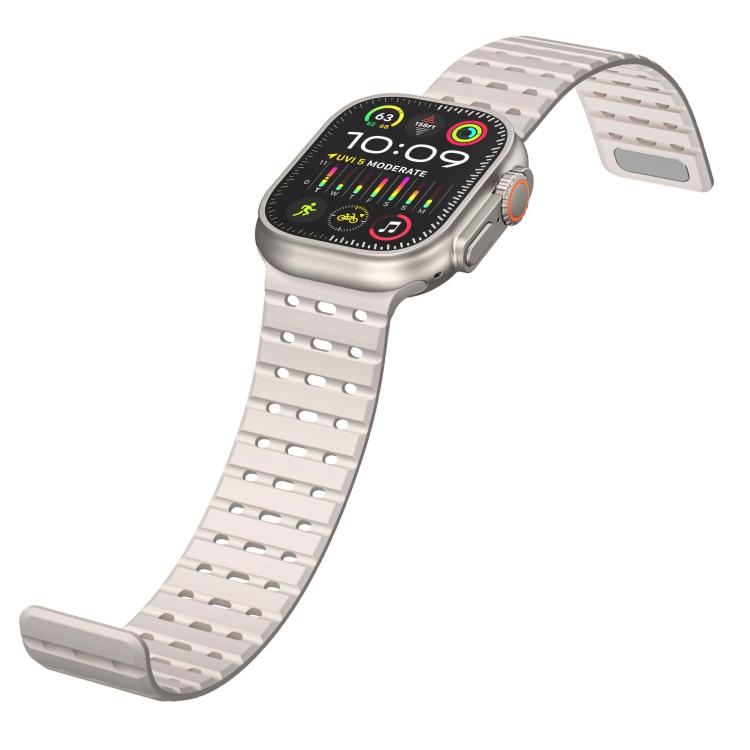 Two-Tone Breathable Magnetic Silicone Watch Band, For Apple Watch 46mm / 49mm / 45mm / 44mm, For Apple Watch 42mm / 41mm / 40mm / 38mm