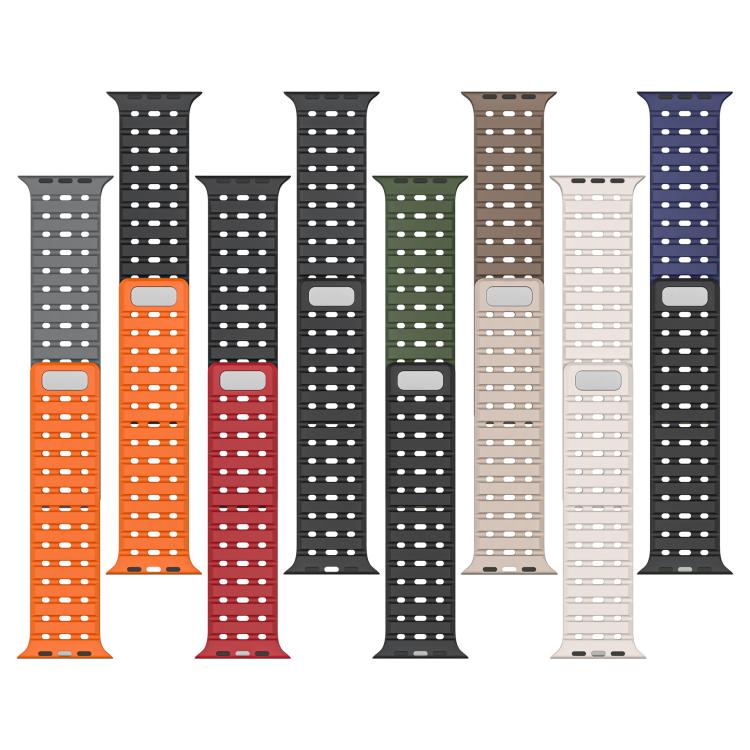Two-Tone Breathable Magnetic Silicone Watch Band, For Apple Watch 46mm / 49mm / 45mm / 44mm, For Apple Watch 42mm / 41mm / 40mm / 38mm
