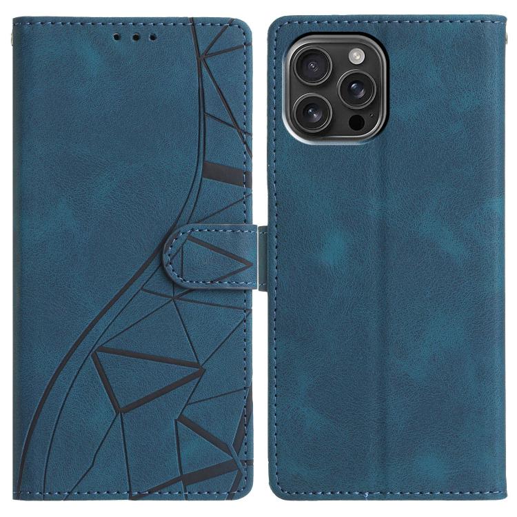 Triangles Embossed Leather Phone Case, For iPhone 16e, For iPhone 16 Pro Max, For iPhone 16 Pro, For iPhone 16 Plus