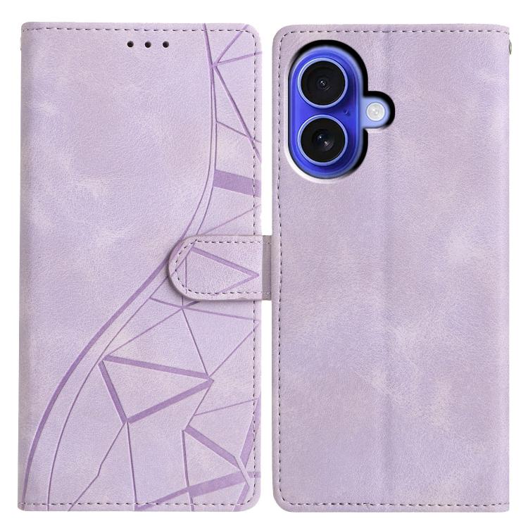 Triangles Embossed Leather Phone Case, For iPhone 16e, For iPhone 16 Pro Max, For iPhone 16 Pro, For iPhone 16 Plus