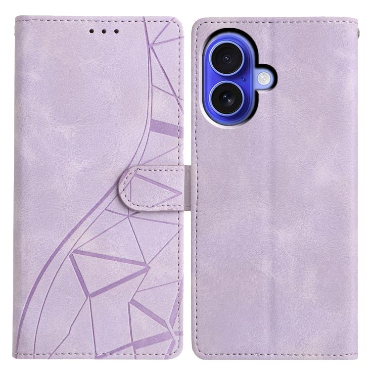Triangles Embossed Leather Phone Case, For iPhone 16e, For iPhone 16 Pro Max, For iPhone 16 Pro, For iPhone 16 Plus