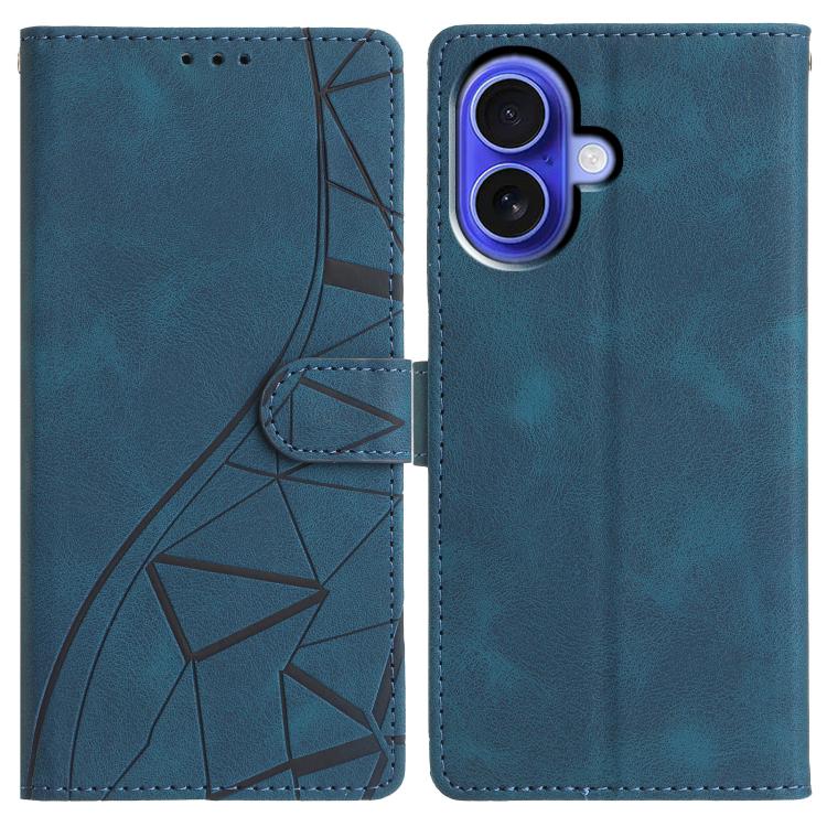 Triangles Embossed Leather Phone Case, For iPhone 16e, For iPhone 16 Pro Max, For iPhone 16 Pro, For iPhone 16 Plus
