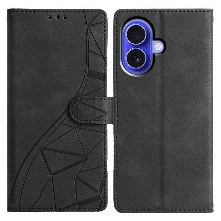 Triangles Embossed Leather Phone Case, For iPhone 16e, For iPhone 16 Pro Max, For iPhone 16 Pro, For iPhone 16 Plus
