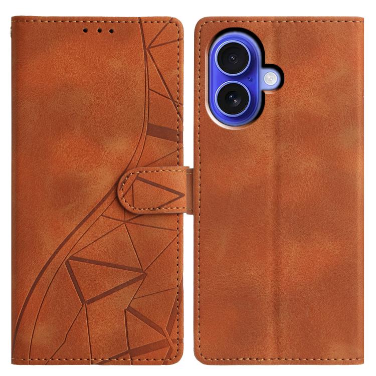 Triangles Embossed Leather Phone Case, For iPhone 16e, For iPhone 16 Pro Max, For iPhone 16 Pro, For iPhone 16 Plus