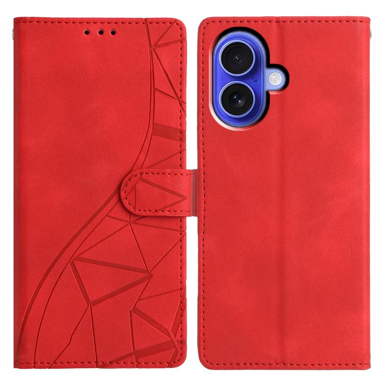 Triangles Embossed Leather Phone Case, For iPhone 16e, For iPhone 16 Pro Max, For iPhone 16 Pro, For iPhone 16 Plus