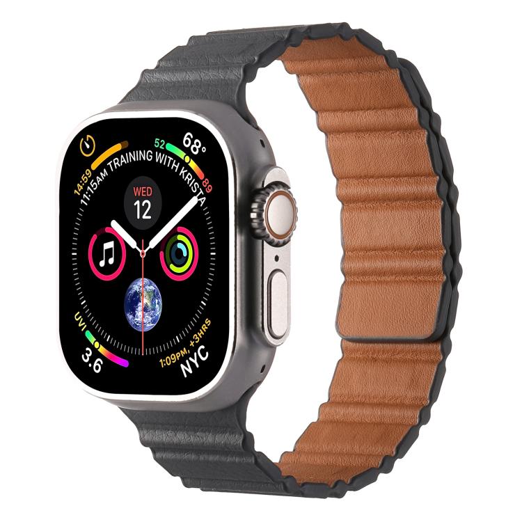 Magnetic PU Leather Watch Band, For Apple Watch 46mm / 49mm / 45mm / 44mm, For Apple Watch 42mm / 41mm / 40mm / 38mm
