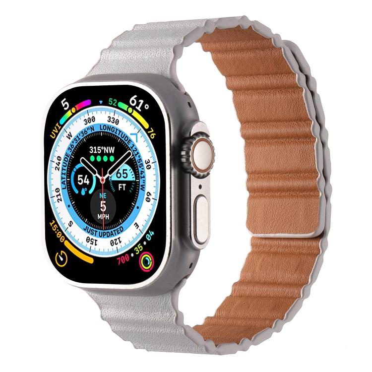 Magnetic PU Leather Watch Band, For Apple Watch 46mm / 49mm / 45mm / 44mm, For Apple Watch 42mm / 41mm / 40mm / 38mm