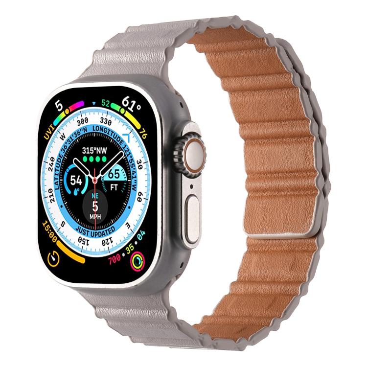 Magnetic PU Leather Watch Band, For Apple Watch 46mm / 49mm / 45mm / 44mm, For Apple Watch 42mm / 41mm / 40mm / 38mm