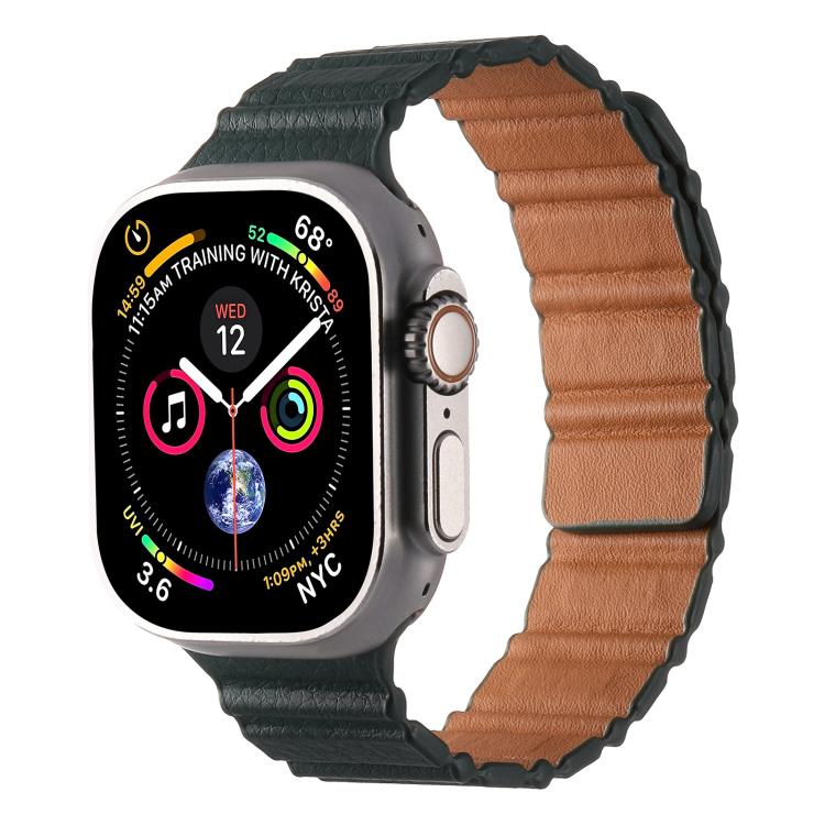 Magnetic PU Leather Watch Band, For Apple Watch 46mm / 49mm / 45mm / 44mm, For Apple Watch 42mm / 41mm / 40mm / 38mm