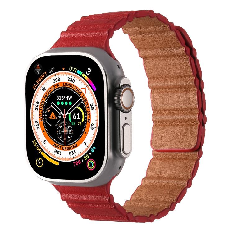 Magnetic PU Leather Watch Band, For Apple Watch 46mm / 49mm / 45mm / 44mm, For Apple Watch 42mm / 41mm / 40mm / 38mm