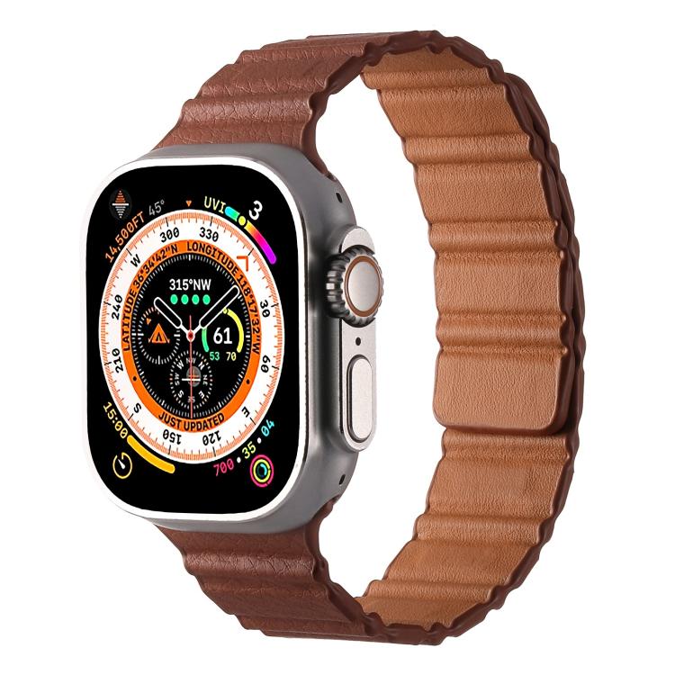 Magnetic PU Leather Watch Band, For Apple Watch 46mm / 49mm / 45mm / 44mm, For Apple Watch 42mm / 41mm / 40mm / 38mm