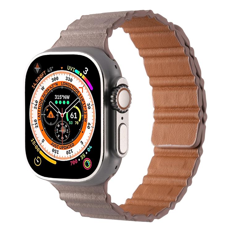 Magnetic PU Leather Watch Band, For Apple Watch 46mm / 49mm / 45mm / 44mm, For Apple Watch 42mm / 41mm / 40mm / 38mm