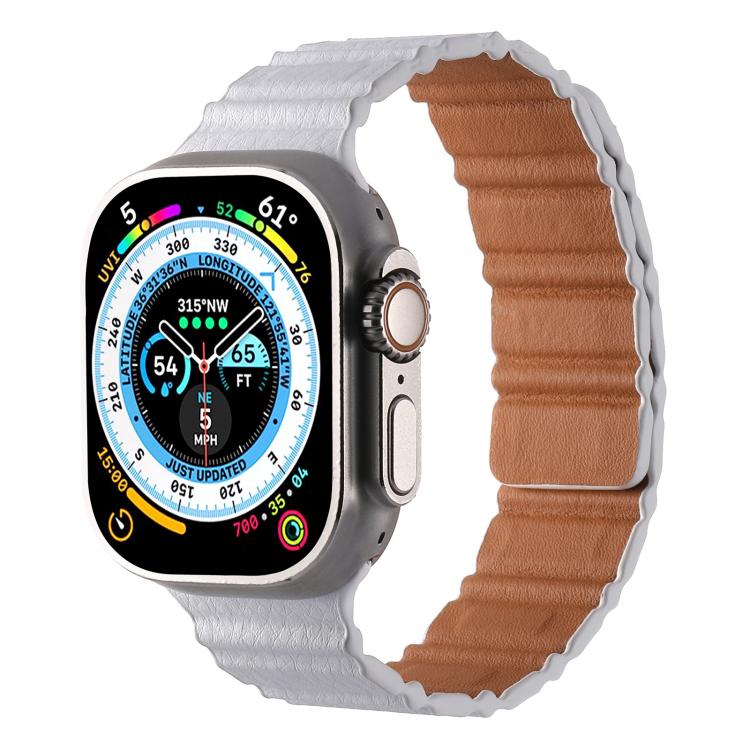 Magnetic PU Leather Watch Band, For Apple Watch 46mm / 49mm / 45mm / 44mm, For Apple Watch 42mm / 41mm / 40mm / 38mm