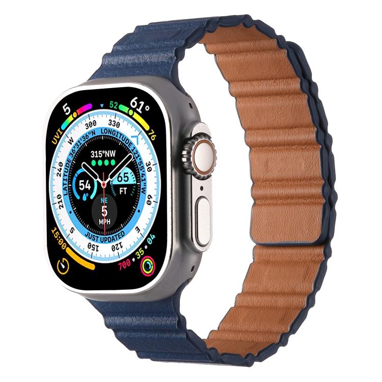 Magnetic PU Leather Watch Band, For Apple Watch 46mm / 49mm / 45mm / 44mm, For Apple Watch 42mm / 41mm / 40mm / 38mm