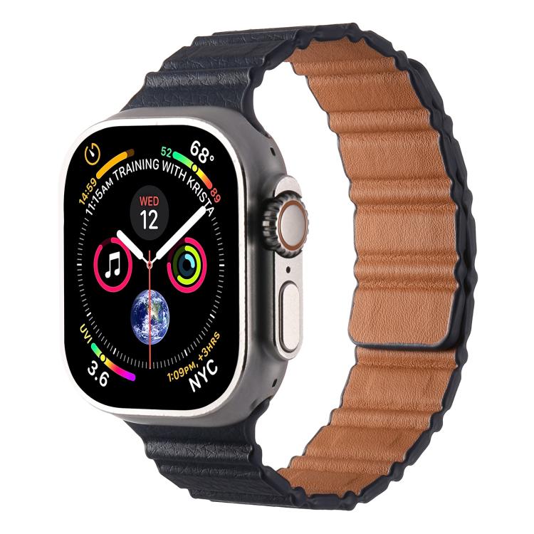 Magnetic PU Leather Watch Band, For Apple Watch 46mm / 49mm / 45mm / 44mm, For Apple Watch 42mm / 41mm / 40mm / 38mm