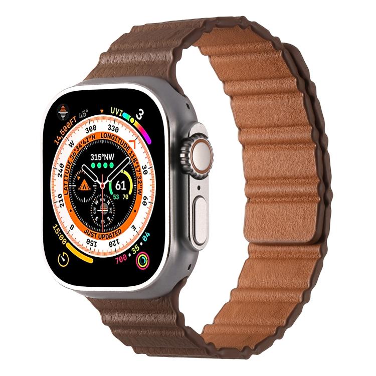 Magnetic PU Leather Watch Band, For Apple Watch 46mm / 49mm / 45mm / 44mm, For Apple Watch 42mm / 41mm / 40mm / 38mm