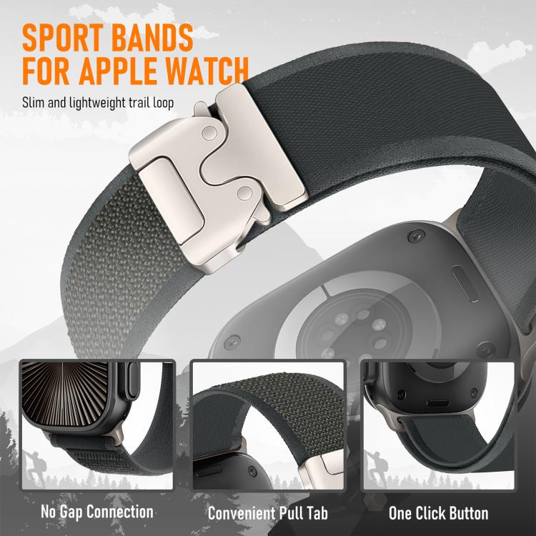 xDfind Titanium Buckle Snap Button Loop Nylon Watch Band, For Apple Watch 46mm / 49mm / 45mm / 44mm, For Apple Watch 42mm / 41mm / 40mm / 38mm