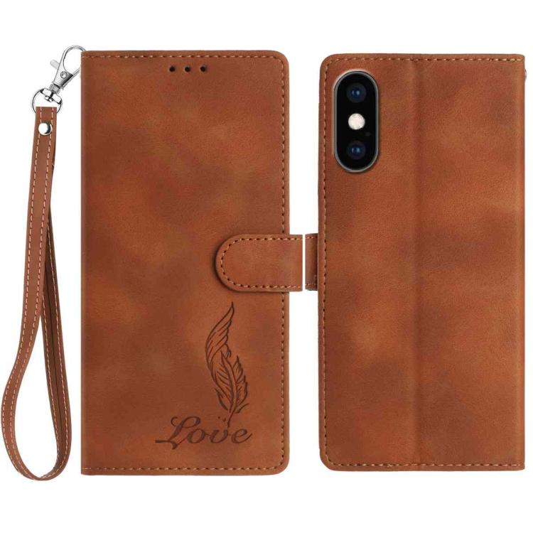 Skin Feel Embossed Feather Leather Phone Case, For iPhone XR, For iPhone XS Max, For iPhone 8 Plus / 7 Plus