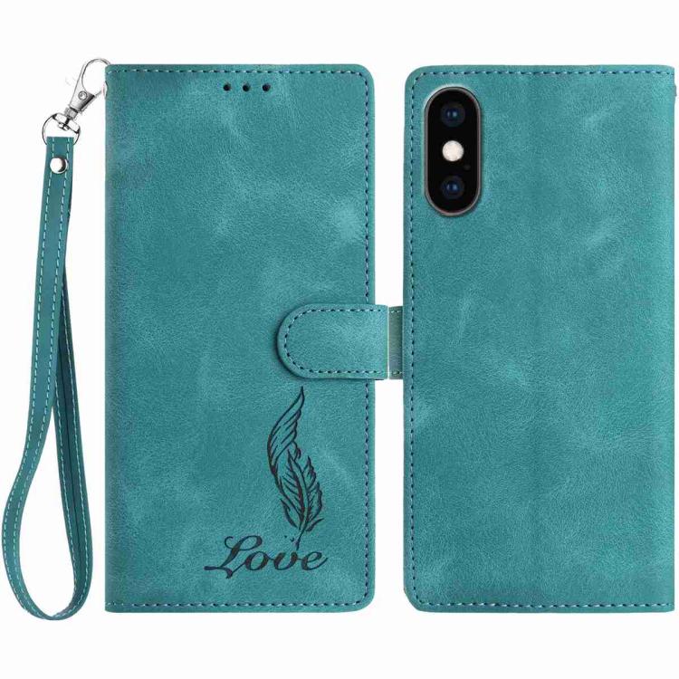 Skin Feel Embossed Feather Leather Phone Case, For iPhone 11, For iPhone 11 Pro, For iPhone XS / X