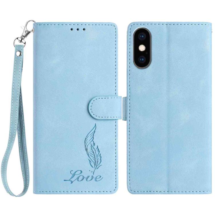 Skin Feel Embossed Feather Leather Phone Case, For iPhone 11, For iPhone 11 Pro, For iPhone XS / X