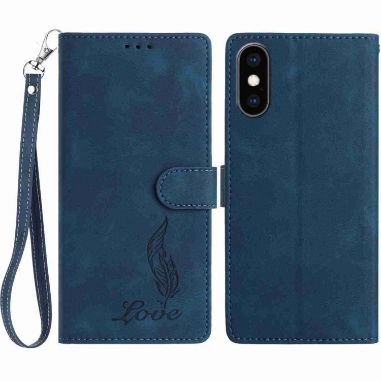 Skin Feel Embossed Feather Leather Phone Case, For iPhone 11, For iPhone 11 Pro, For iPhone XS / X