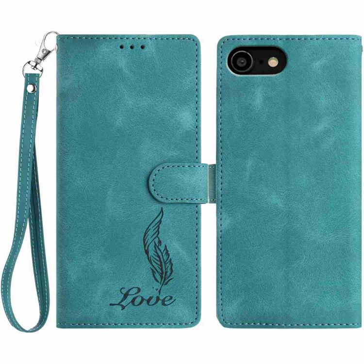 Skin Feel Embossed Feather Leather Phone Case, For iPhone 14 Pro, For iPhone 14 Pro Max, For iPhone SE 2022 / SE 2020 / 8 / 7