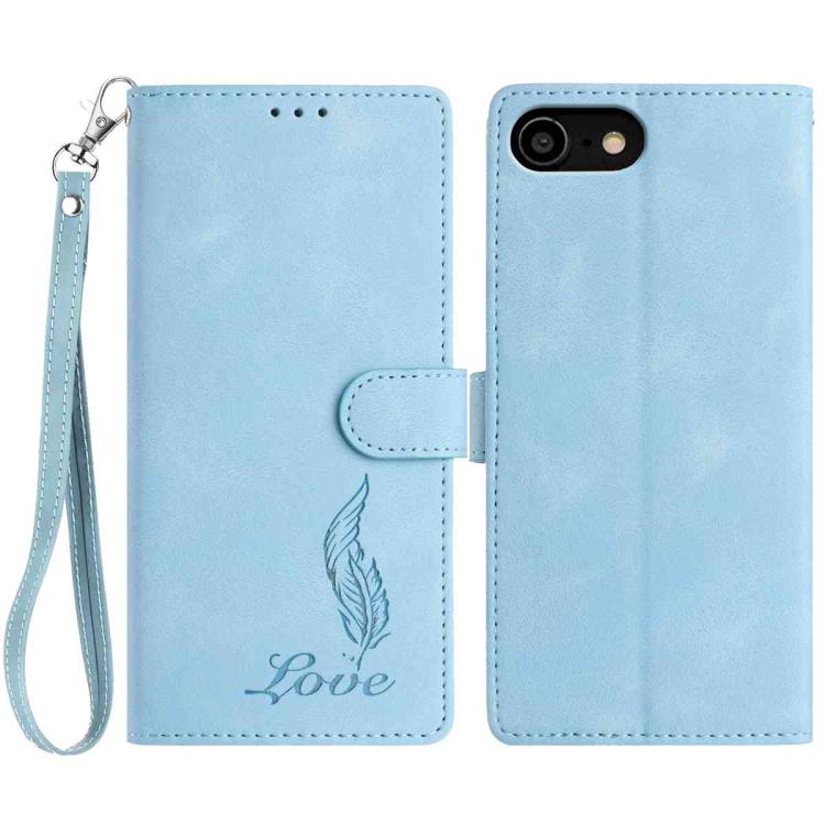Skin Feel Embossed Feather Leather Phone Case, For iPhone 14 Pro, For iPhone 14 Pro Max, For iPhone SE 2022 / SE 2020 / 8 / 7