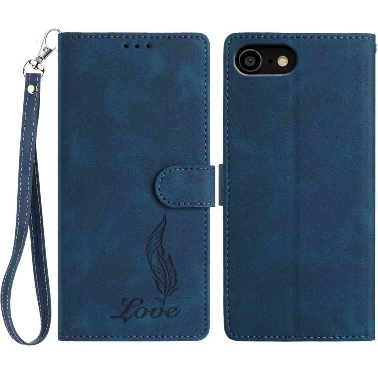 Skin Feel Embossed Feather Leather Phone Case, For iPhone 14 Pro, For iPhone 14 Pro Max, For iPhone SE 2022 / SE 2020 / 8 / 7