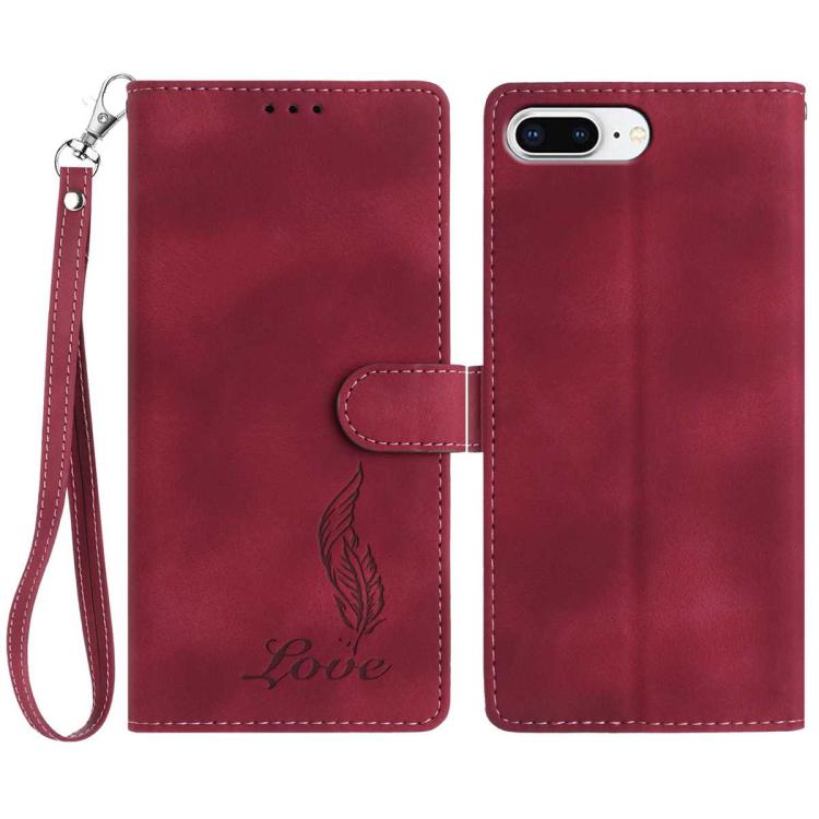 Skin Feel Embossed Feather Leather Phone Case, For iPhone XR, For iPhone XS Max, For iPhone 8 Plus / 7 Plus