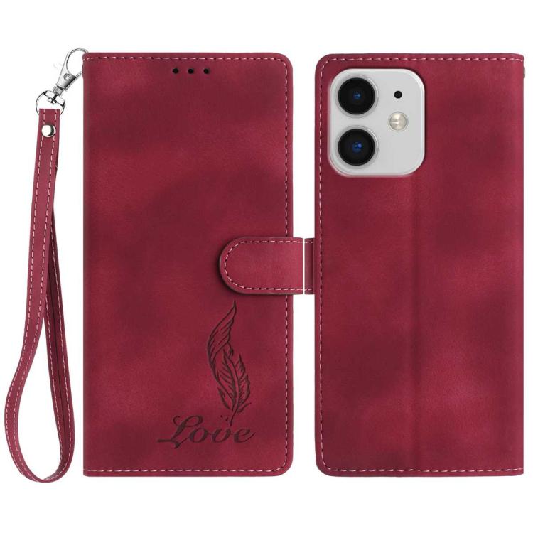 Skin Feel Embossed Feather Leather Phone Case, For iPhone 11, For iPhone 11 Pro, For iPhone XS / X