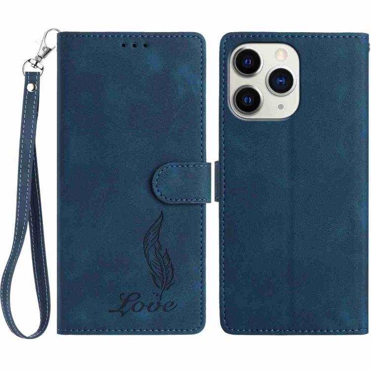 Skin Feel Embossed Feather Leather Phone Case, For iPhone 12 / 12 Pro, For iPhone 12 Pro Max, For iPhone 11 Pro Max