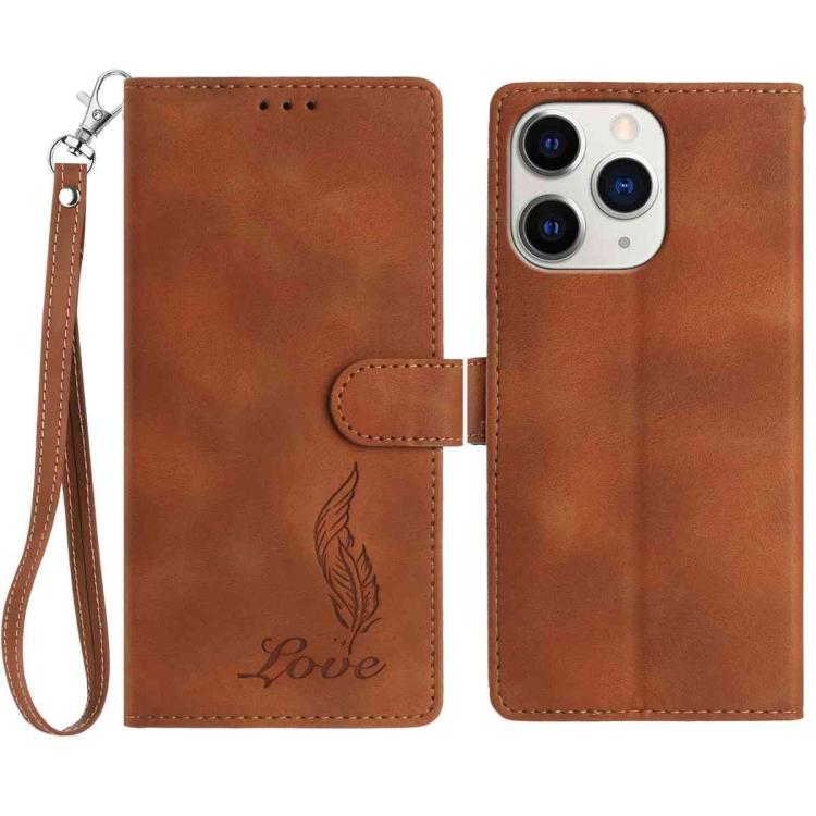 Skin Feel Embossed Feather Leather Phone Case, For iPhone 12 / 12 Pro, For iPhone 12 Pro Max, For iPhone 11 Pro Max