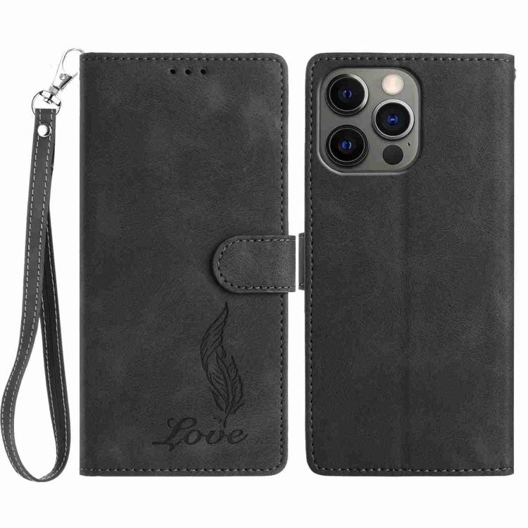Skin Feel Embossed Feather Leather Phone Case, For iPhone 12 / 12 Pro, For iPhone 12 Pro Max, For iPhone 11 Pro Max