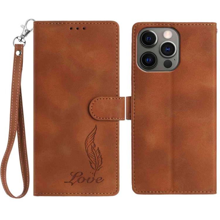 Skin Feel Embossed Feather Leather Phone Case, For iPhone 12 / 12 Pro, For iPhone 12 Pro Max, For iPhone 11 Pro Max