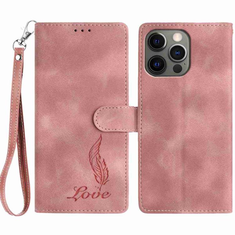 Skin Feel Embossed Feather Leather Phone Case, For iPhone 12 / 12 Pro, For iPhone 12 Pro Max, For iPhone 11 Pro Max