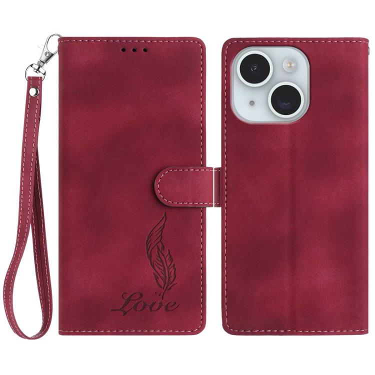 Skin Feel Embossed Feather Leather Phone Case, For iPhone 13 Pro Max, For iPhone 13 Pro, For iPhone 13