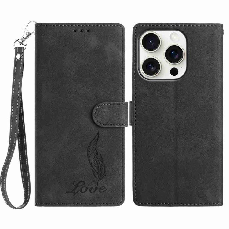 Skin Feel Embossed Feather Leather Phone Case, For iPhone 14 Pro, For iPhone 14 Pro Max, For iPhone SE 2022 / SE 2020 / 8 / 7