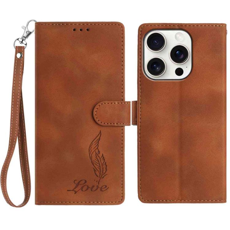Skin Feel Embossed Feather Leather Phone Case, For iPhone 14 Pro, For iPhone 14 Pro Max, For iPhone SE 2022 / SE 2020 / 8 / 7