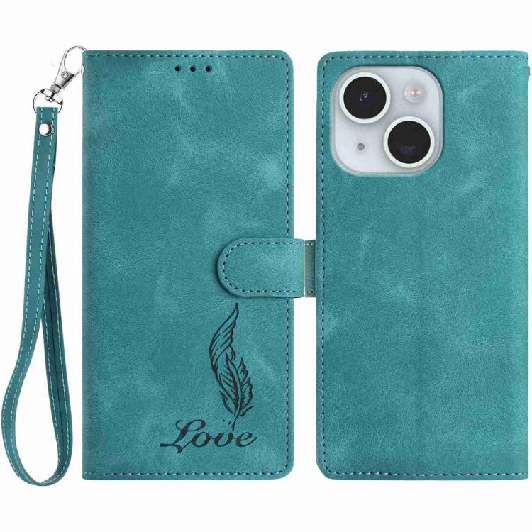 Skin Feel Embossed Feather Leather Phone Case, For iPhone 15 Pro Max, For iPhone 15 Pro, For iPhone 15 Plus