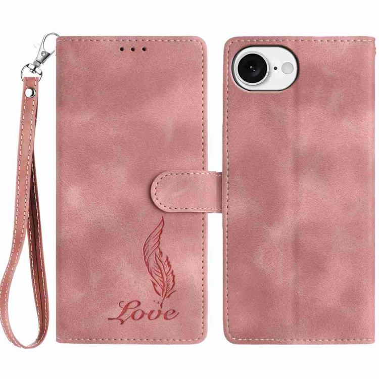 Skin Feel Embossed Feather Leather Phone Case, For iPhone 17 Air, For iPhone 16e, For iPhone 16 Pro Max