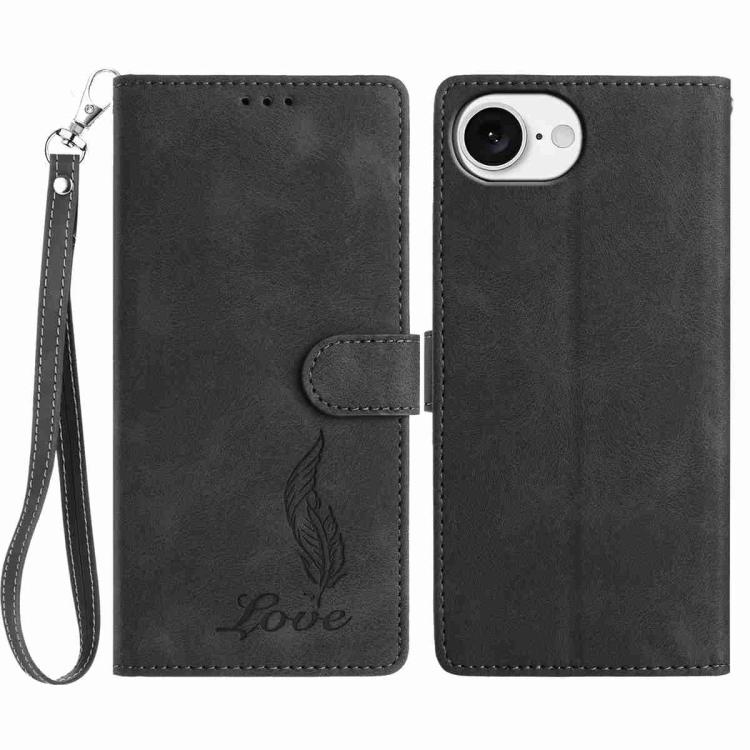Skin Feel Embossed Feather Leather Phone Case, For iPhone 17 Air, For iPhone 16e, For iPhone 16 Pro Max