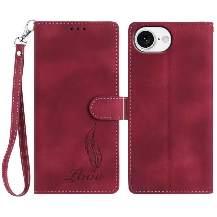 Skin Feel Embossed Feather Leather Phone Case, For iPhone 17 Air, For iPhone 16e, For iPhone 16 Pro Max