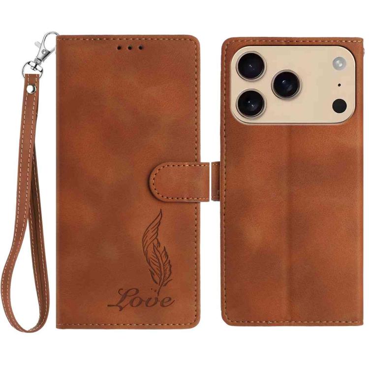 Skin Feel Embossed Feather Leather Phone Case, For iPhone 17 Pro Max, For iPhone 17 Pro, For iPhone 17