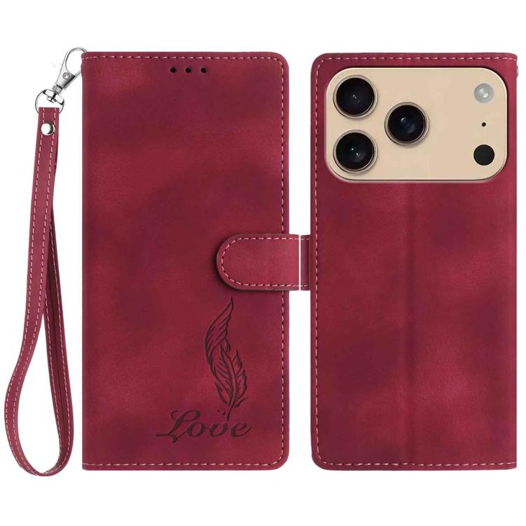 Skin Feel Embossed Feather Leather Phone Case, For iPhone 17 Pro Max, For iPhone 17 Pro, For iPhone 17
