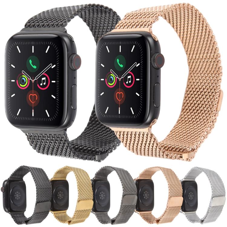 Double-section Magnetic Milanese Steel Watch Band, For Apple Watch 46mm / 49mm / 45mm / 44mm, For Apple Watch 42mm / 41mm / 40mm / 38mm
